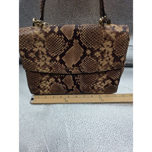 Michael Kors Ava Medium Python Snake Leather Crossbody Satchel Bag Khaki - Picture 10 of 15